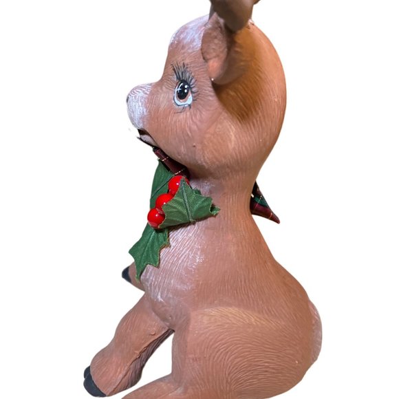 Ceramic Christmas Deer Reindeer Figurines Hand Painted - Picture 6 of 15